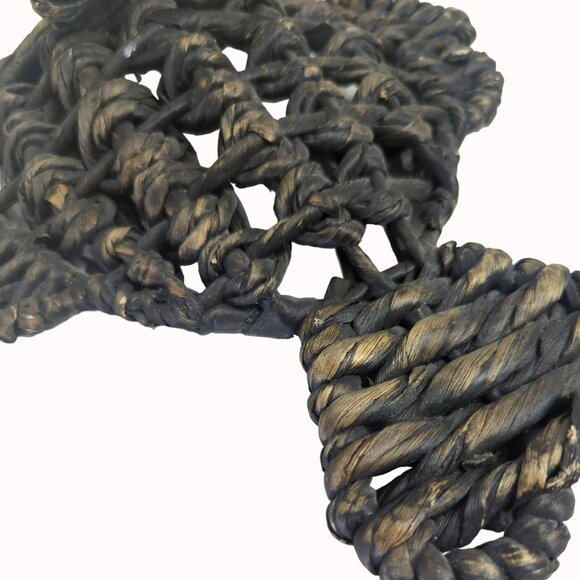 Woven Wicker Rattan Fish Shaped Hanging Wall Decor Set Of 2 Dark Gray - Picture 5 of 5